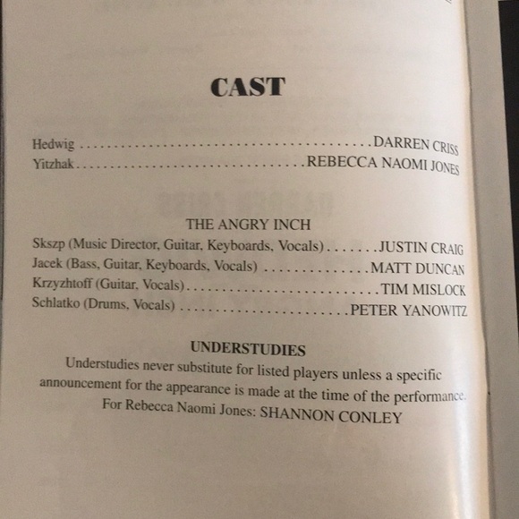 DARREN CRISS in Hedwig and the Angry Inch PLAYBILL - Picture 3 of 5